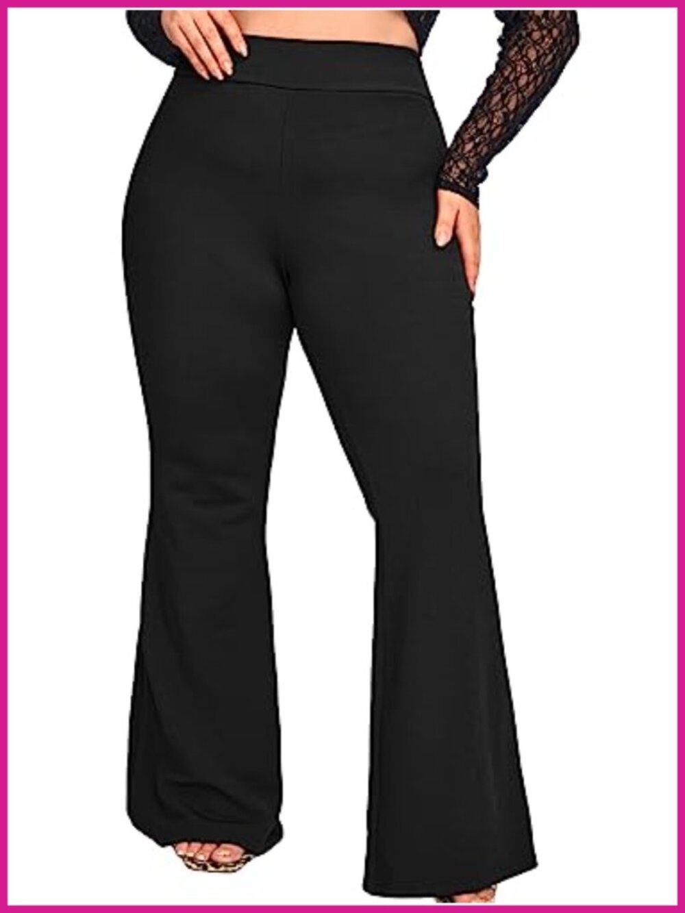 Plus Size Ribbed Knit Flare Bell Bottom Pants Elastic Waist